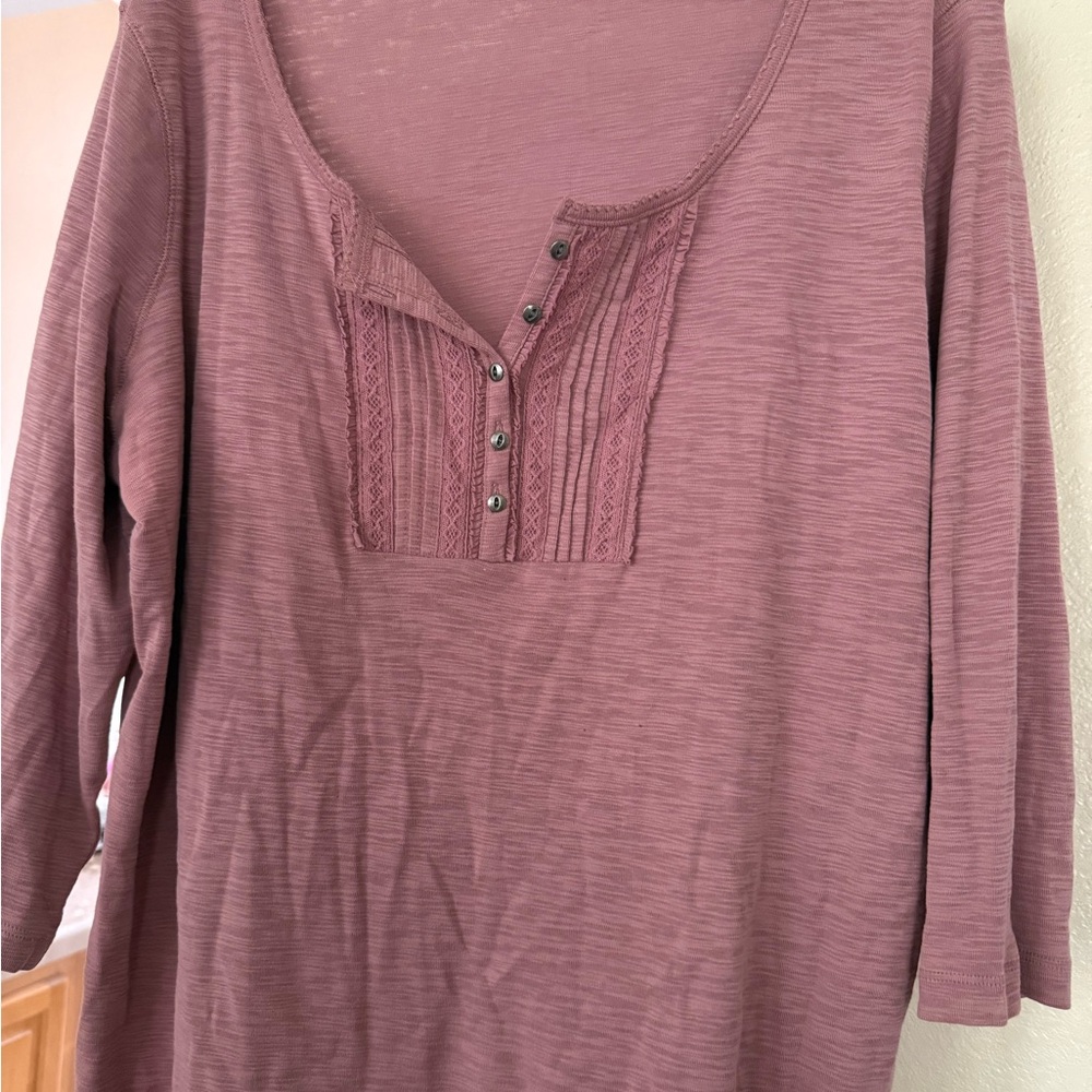 Chaps Dusty Rose Button-Front Blouse